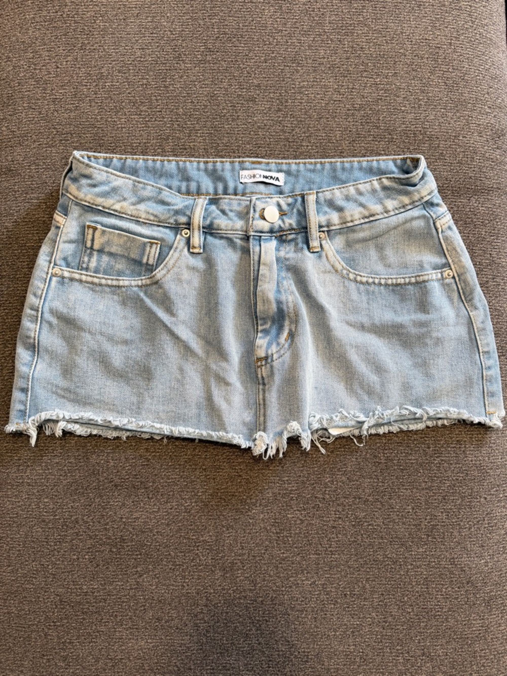 Fashion Nova Light Blue Frayed Hem Denim Shorts
